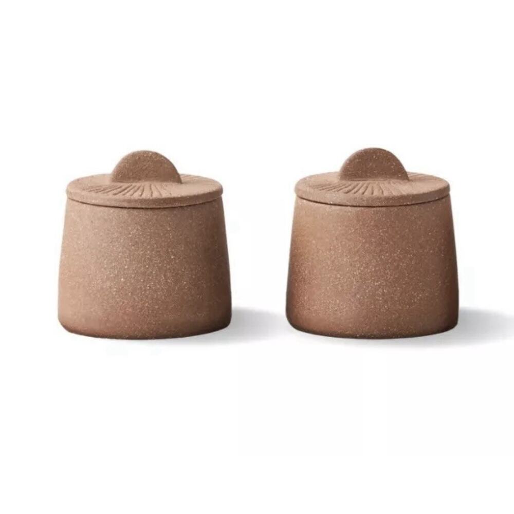 Citrine Canyon Collection by Magenta Set of 2 Spice Jars Textured Terracotta